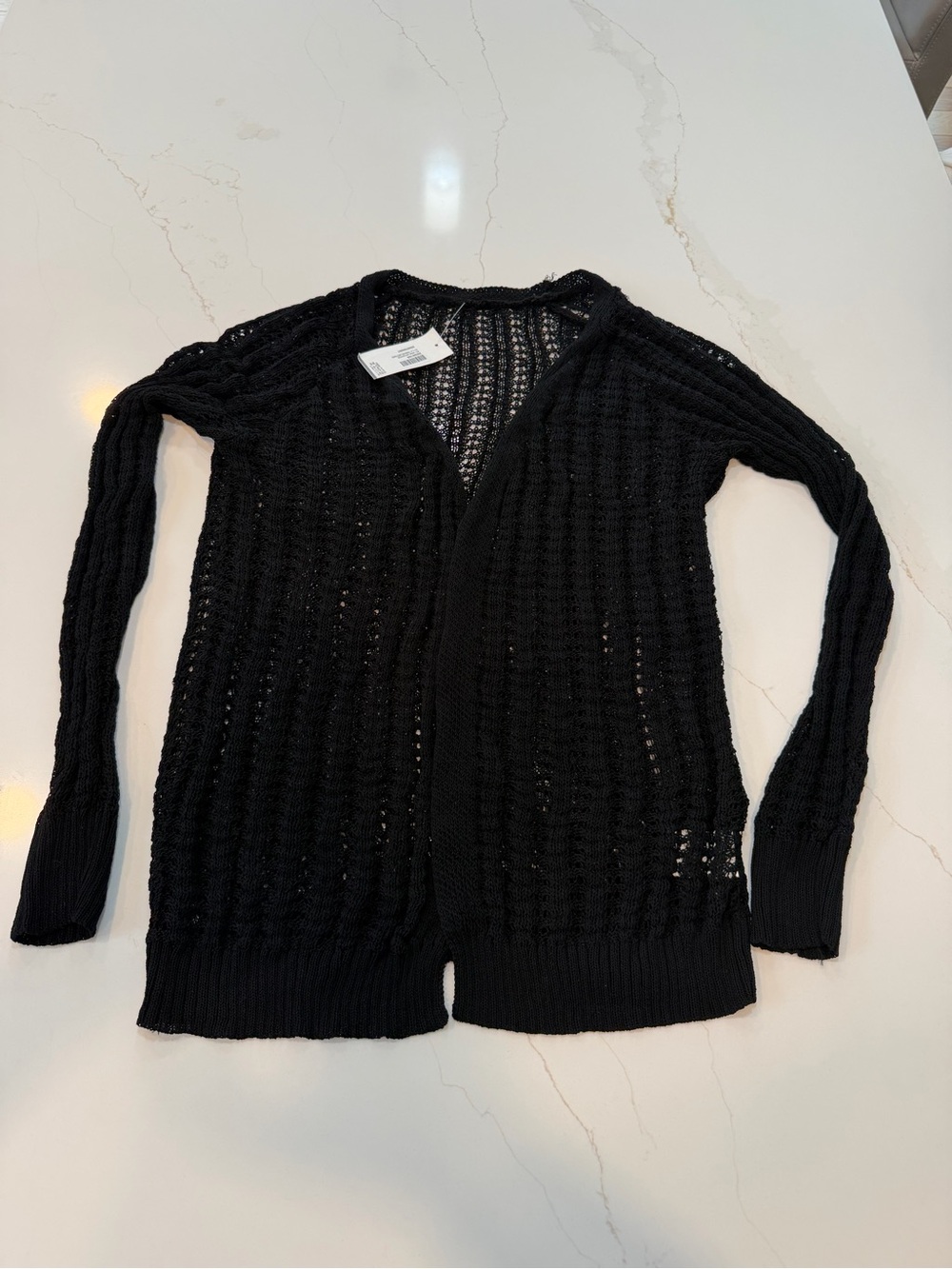 Women's Black Open-Cardigan Sweater #390